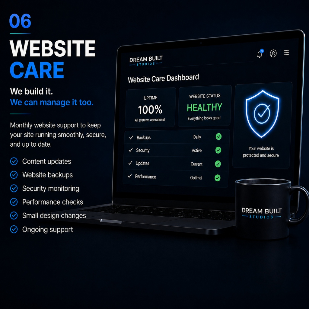 06 Website Care Dashboard - Dream Built Studios